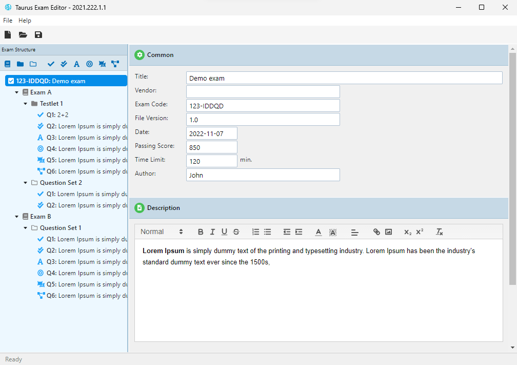 ExamStudio ExamStudio - ExamStudio Editor Description